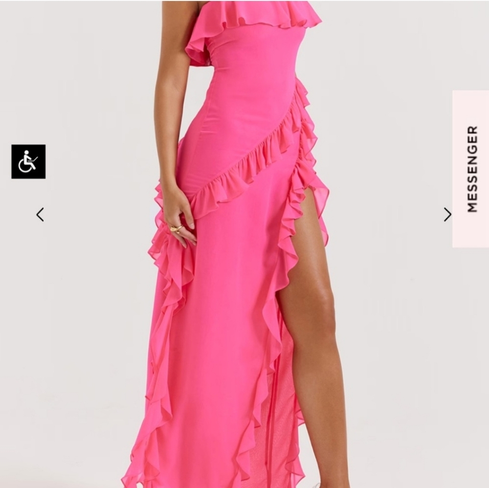 SARINA FUCHSIA RUFFLE MAXI DRESS